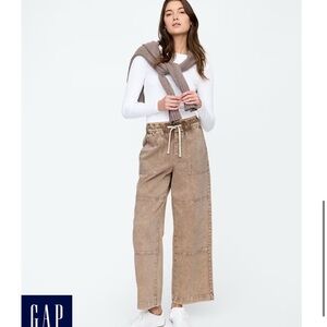 GAP Tan Drawstring Wide-Leg Trousers
